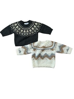 Zara Black and Cream Patterned Knit Sweaters (2)